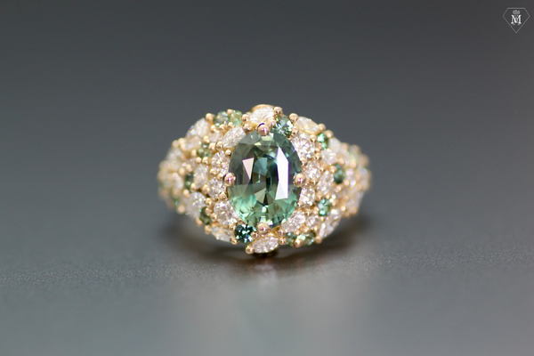 Création bague saphir teal avec un pavage de diamants|Création bague saphir teal avec un pavage de diamants|Création bague saphir teal avec un pavage de diamants|Création bague saphir teal avec un pavage de diamants