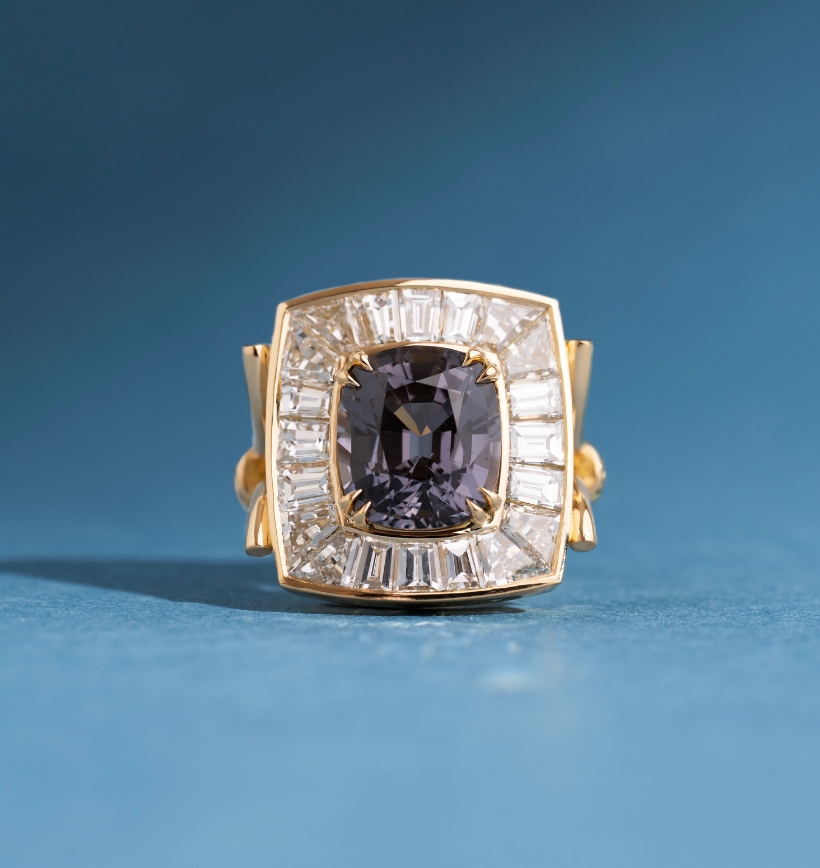 bague taille sur oeuvre spinelle gris_face