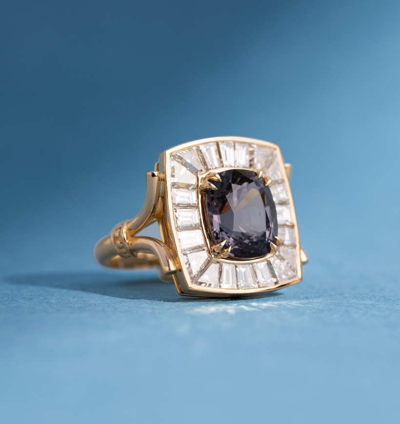 Bague taille sur oeuvre spinelle gris_profil